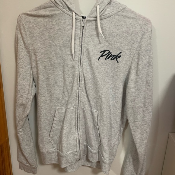 VICTORIAS SECRET PINK ZIP UP HOODIE IN GREY - Picture 1 of 4